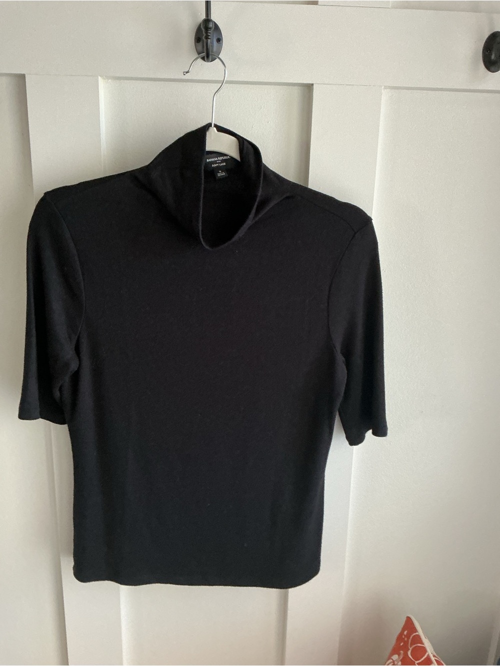 Banana Republic Black Short-Sleeve Turtleneck